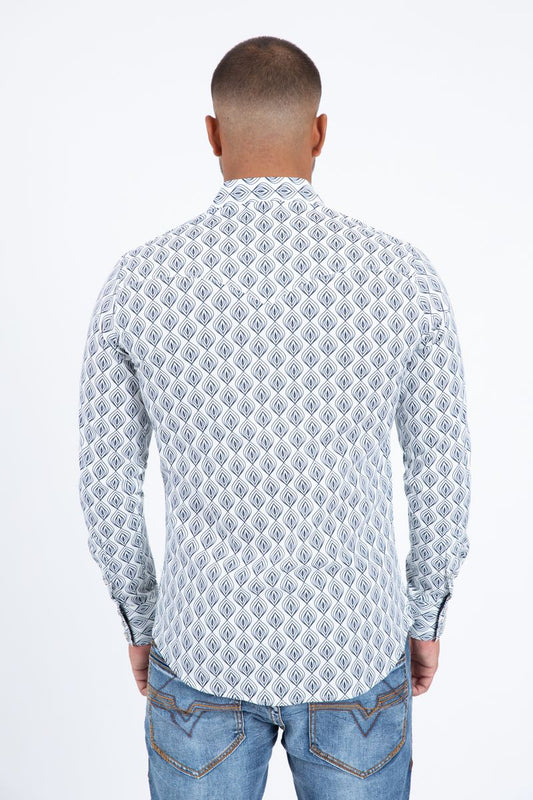WPL11370 MENS WESTERN MODERN FIT COTTON/SPANDEX LONG SLEEVE SHIRT WHITE AND