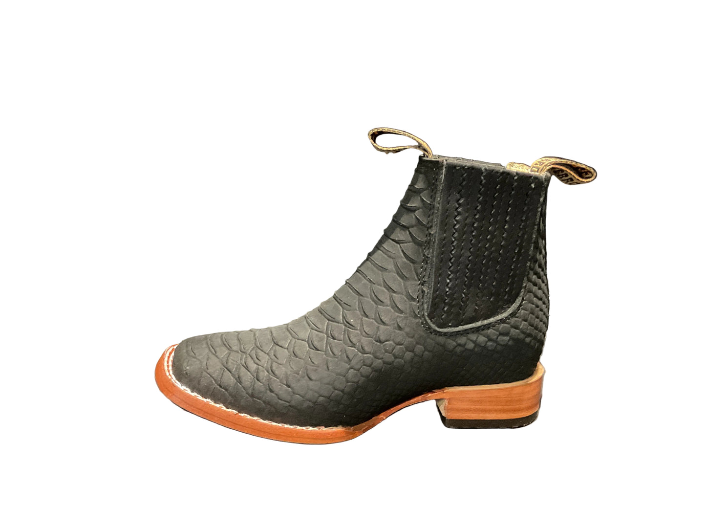 BOY'S FAUX PYTHON ANKLE BOOTS