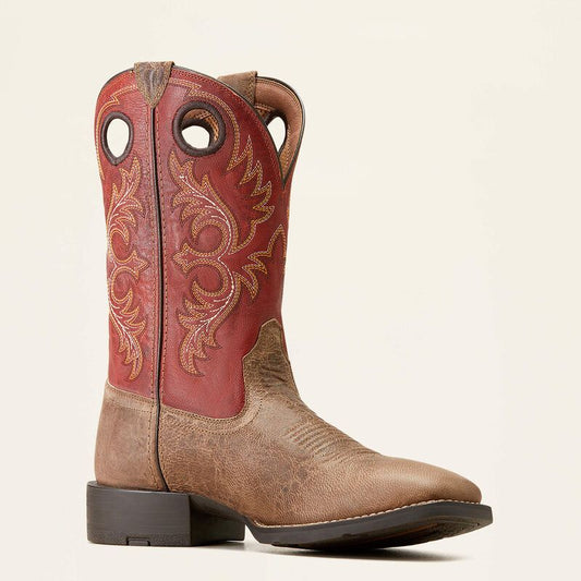 10042402 ARIAT MNS SPORT RODEO CRAZY-TAN/ORANGE BOOTS