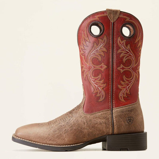 10042402 ARIAT MNS SPORT RODEO CRAZY-TAN/ORANGE BOOTS