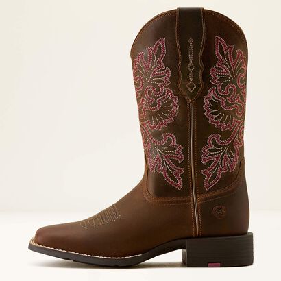 10064078 ARIAT ROUND UP STRETCHFIT WIDE SQUARE TOE WESTERN BOOT WOMEN