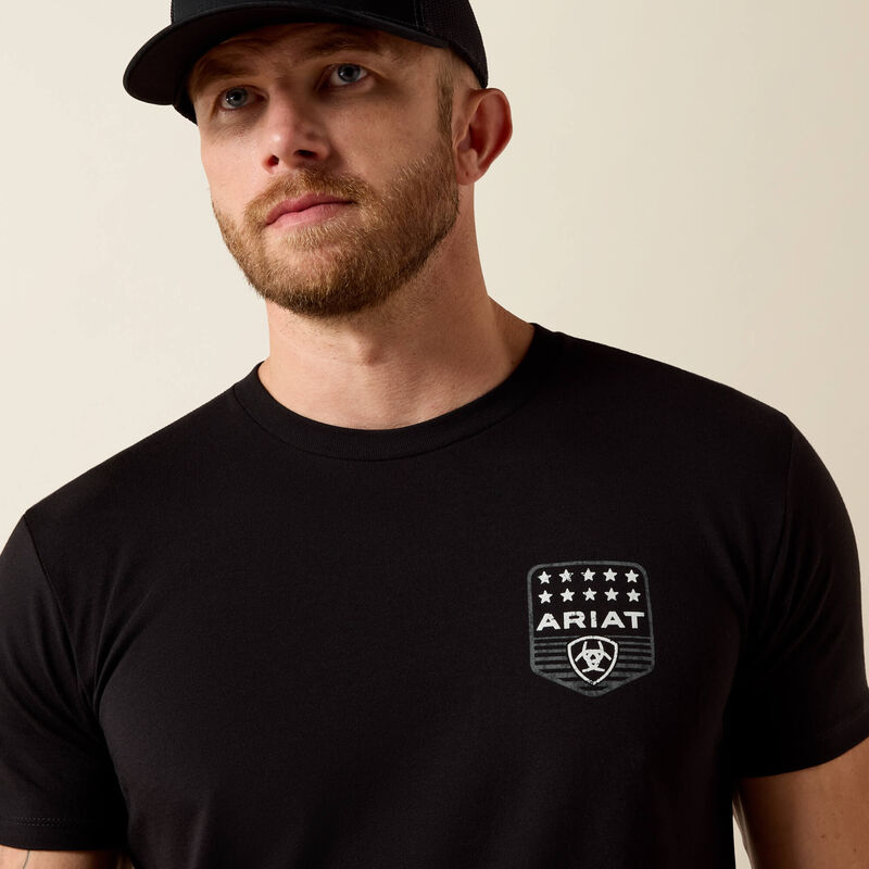 10073966 ARIAT STRIPE PATRIOTIC BADGE T-SHIRT BLACK