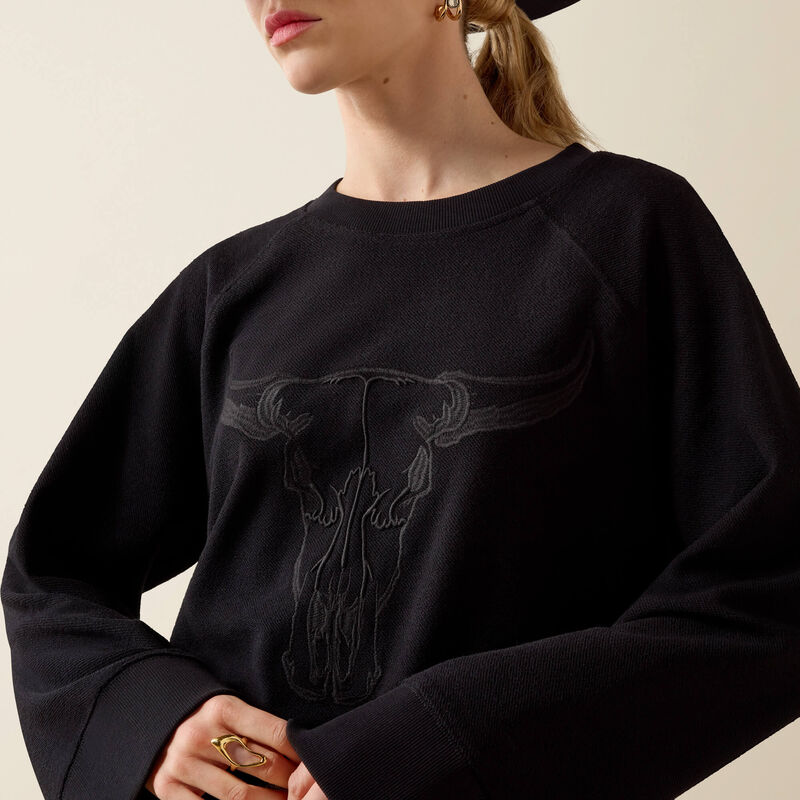 10080672 ARIAT STEER STATEMENT SWEATSHIRT BLACK