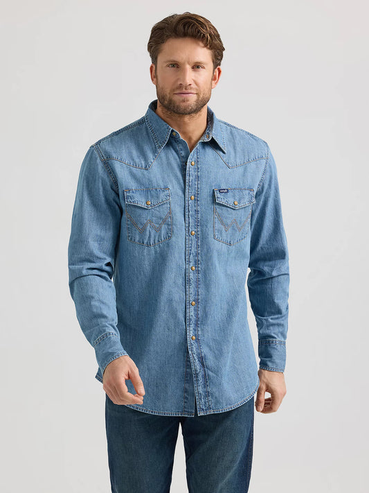 112361699 Men's Wrangler Classic Denim Western Snap Shirt