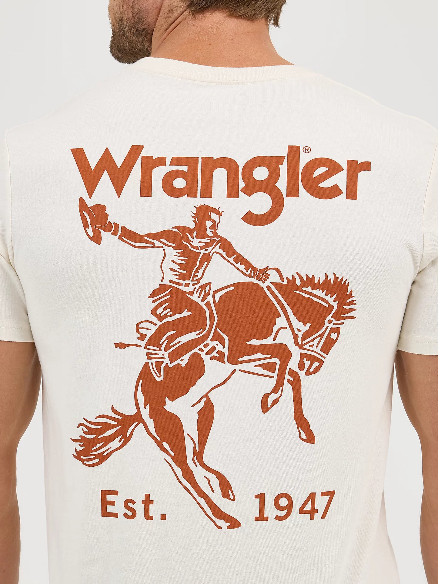 112361844 Men's Wrangler Bucking Cowboy Back Graphic T-Shirt