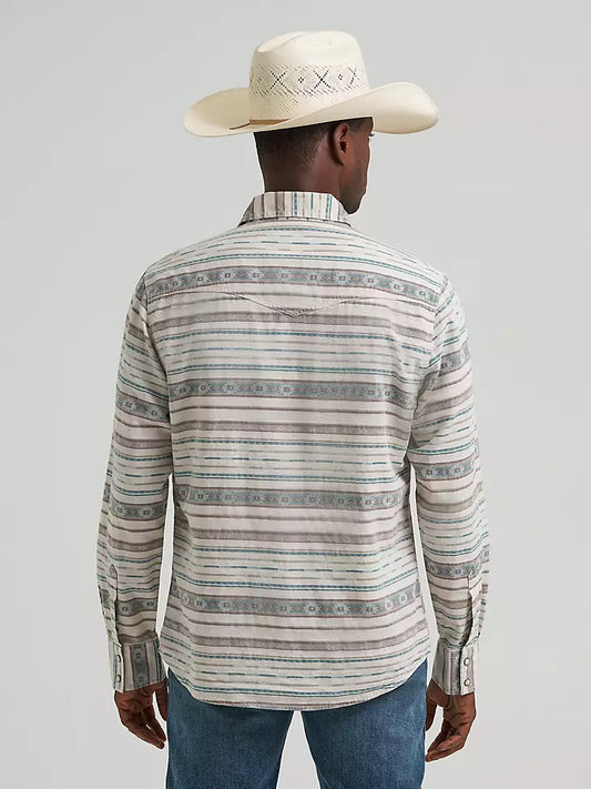 112374977 MEN'S WRANGLER RETRO PREMIUM LONG SLEEVE WESTERN SNAP PRINTED SHIRT
