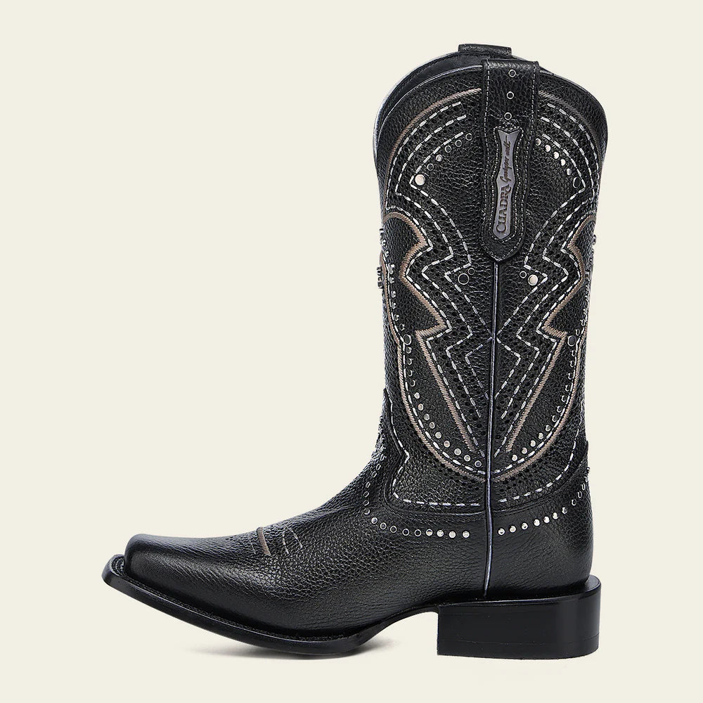 CU991 CUADRA BLACK LASER EMBROIDERY STUDS & WOVEN BOOTS