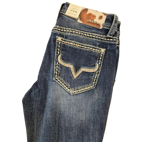 EB81814 GRACE IN LA WOMEN'S SIMPLE STITCH JEANS
