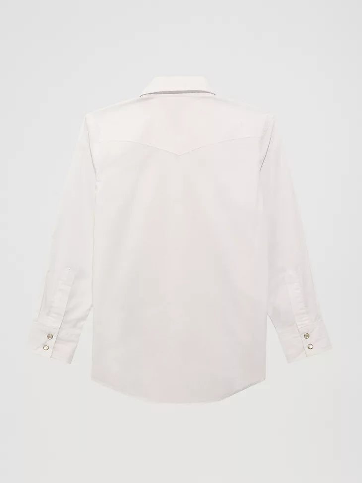 204WHSL BOY'S WHITE LONG SLEEVE DRESS WESTERN SNAP SHIRT