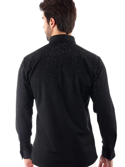 4B06 BLACK CHIC TONE LONG SLEEVE SHIRT