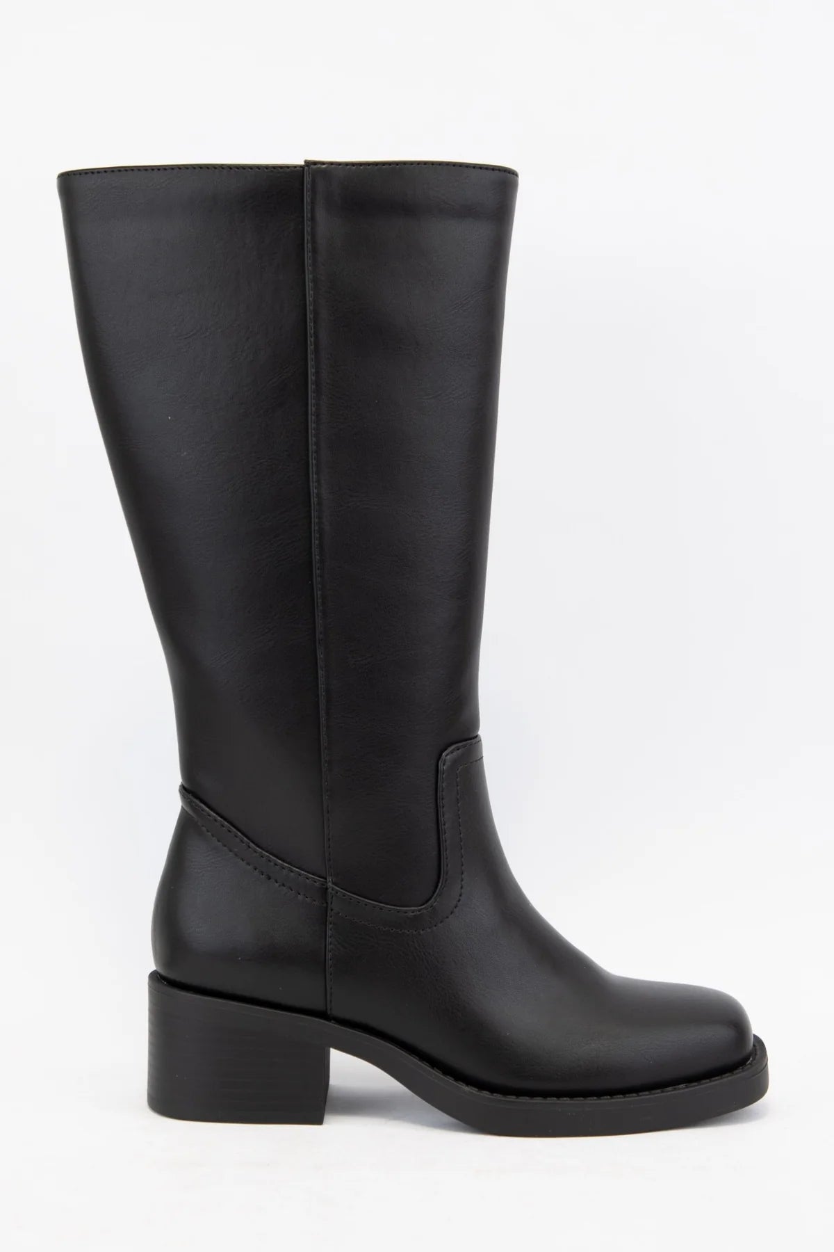 BELVIN MINIMAL DESIGN PULL-ON STYLE RIDING BOOTS BLACK