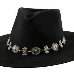 D740002133 3D Hatband 1" Scalloped Oval Butterfly Conchos Turquoise