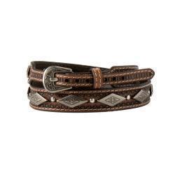 D740001302 3D Western Hatband 3/8" - 1/2" Tri Concho Brown