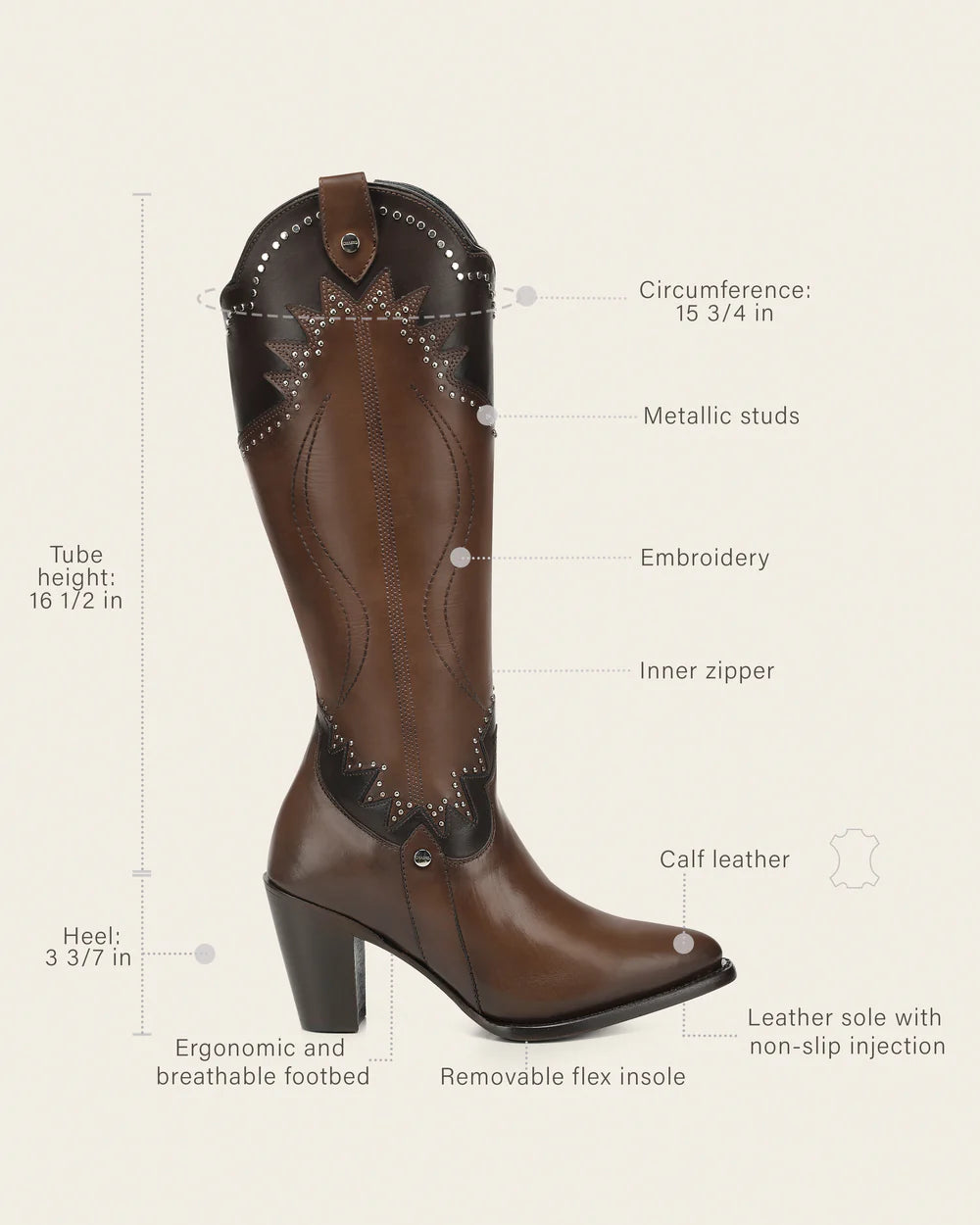 CC327 CUADRA TRADITIONAL HONEY BOOT IN GENUINE CALF LEATHER FOR WOMEN