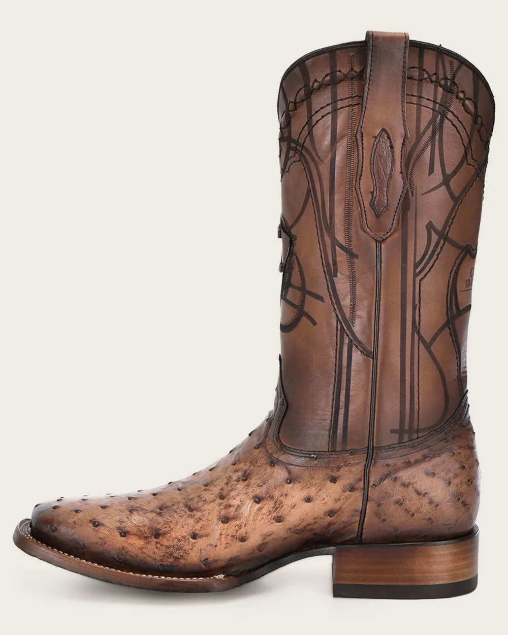 CU744 LUGANO BROWN OSTRICH WESTERN BOOTS