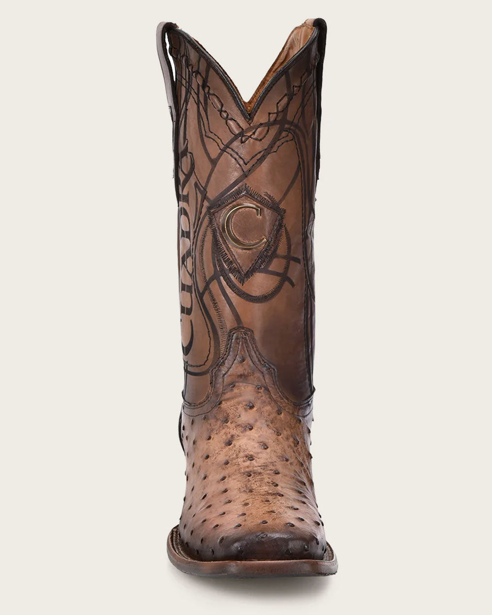 CU744 LUGANO BROWN OSTRICH WESTERN BOOTS