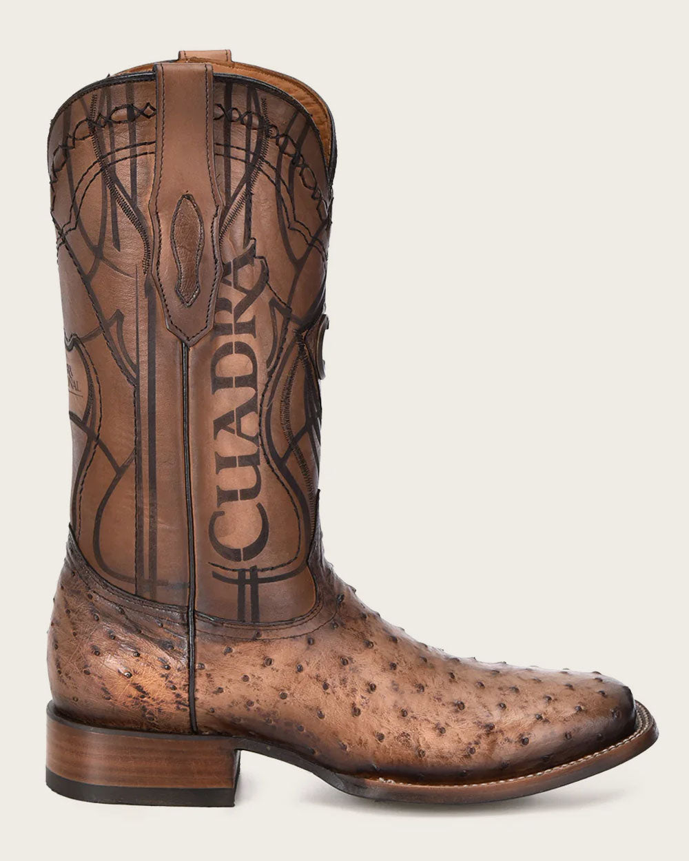 CU744 LUGANO BROWN OSTRICH WESTERN BOOTS