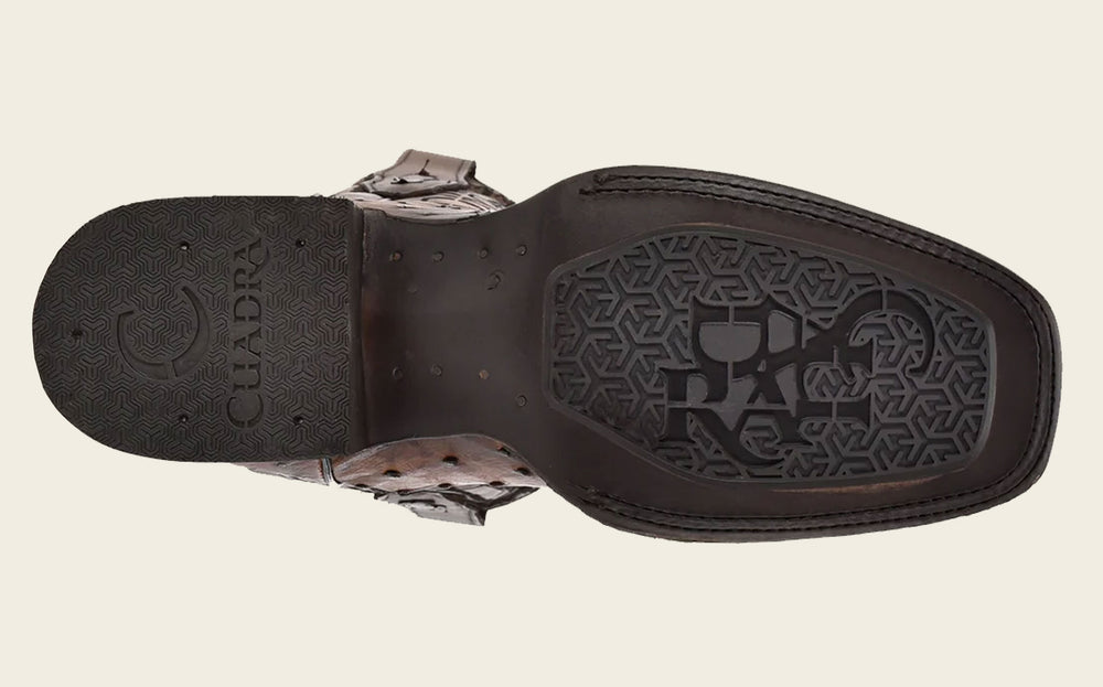 CU744 LUGANO BROWN OSTRICH WESTERN BOOTS