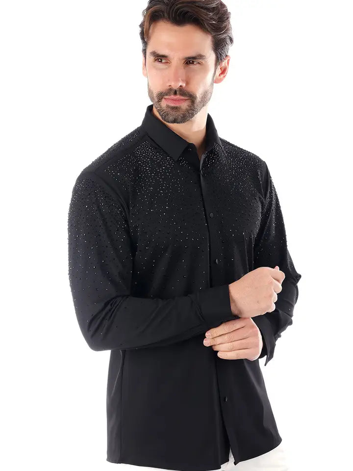 4B06 BLACK CHIC TONE LONG SLEEVE SHIRT