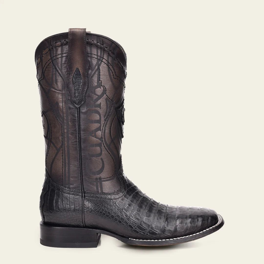 CU678 CUADRA MN PLUNGE BLACK CAIMAN LASER & EMBROIDERY BOOTS