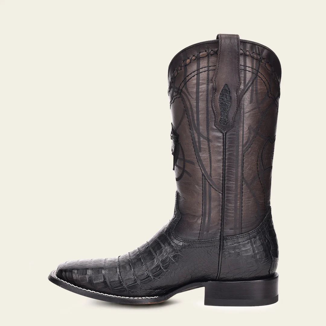 CU678 CUADRA MN PLUNGE BLACK CAIMAN LASER & EMBROIDERY BOOTS
