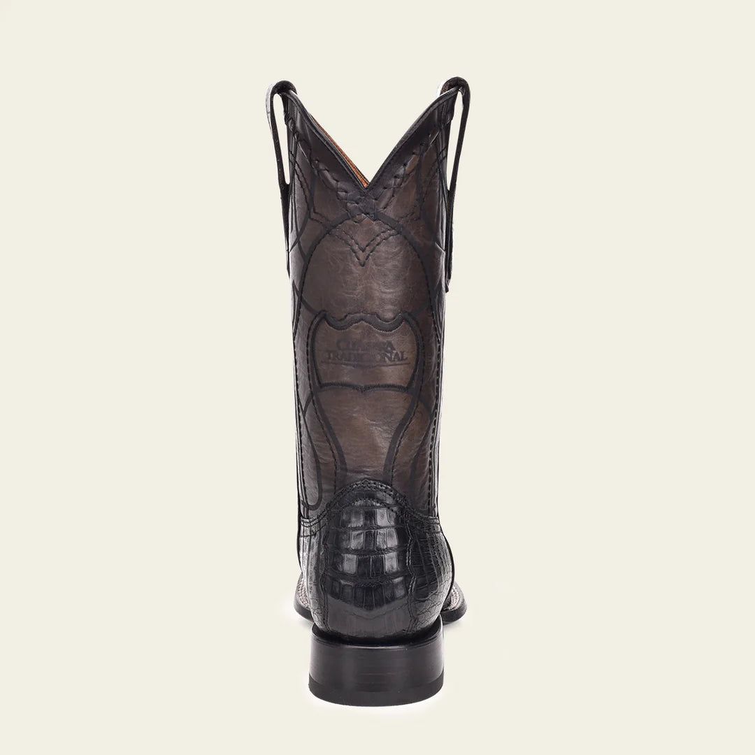 CU678 CUADRA MN PLUNGE BLACK CAIMAN LASER & EMBROIDERY BOOTS