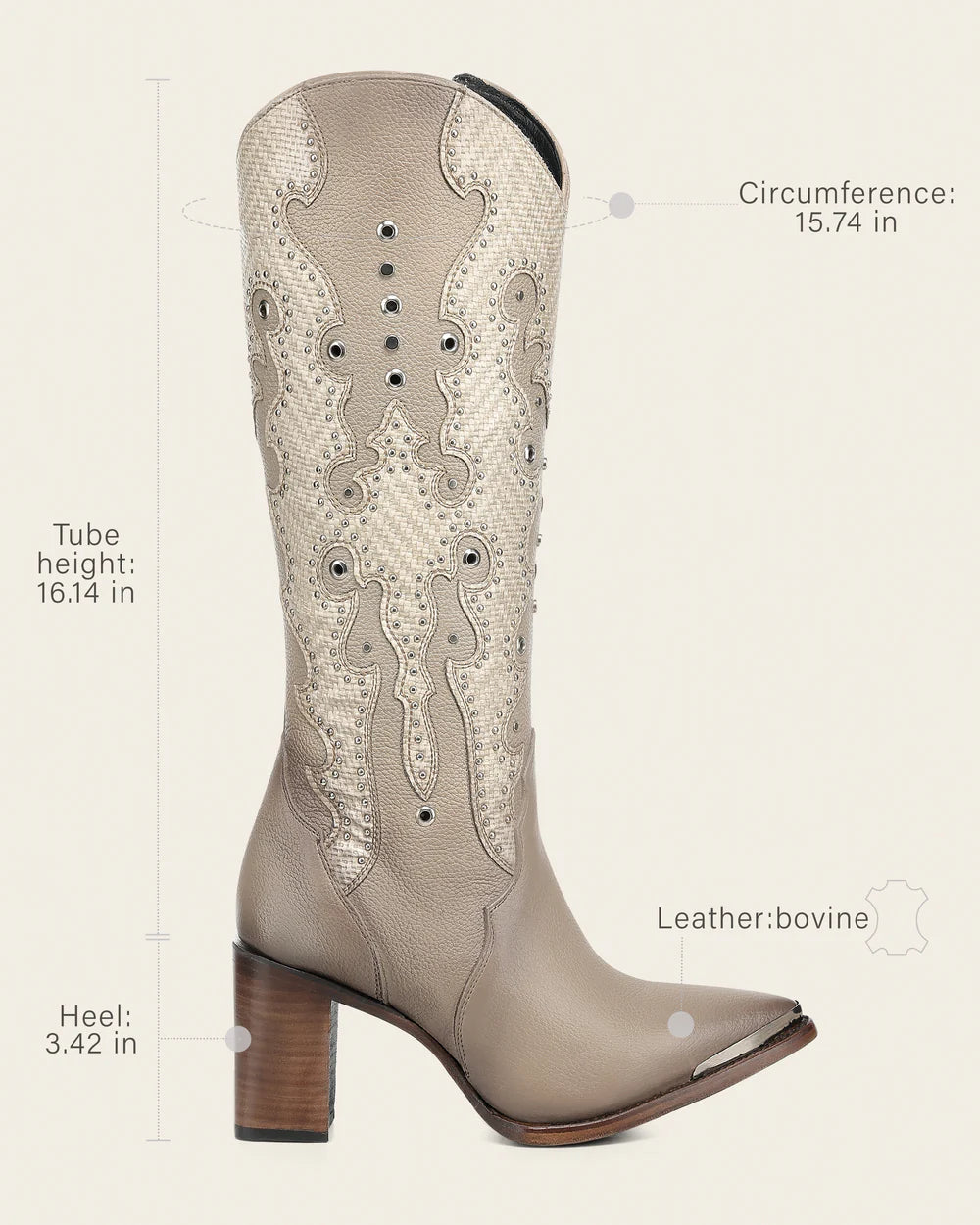 CC280 TRADITIONAL BEIGE BOOT IN GENUINE BOVINE LEATHER FOR WOMEN CUADRA