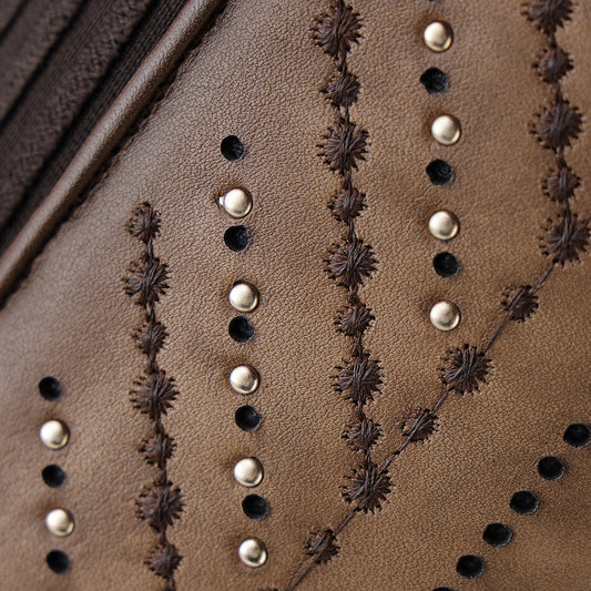 CC258 CUADRA WOMEN'S TALL ALMOND BROWN LEATHER BOOT WITH CRYSTALS