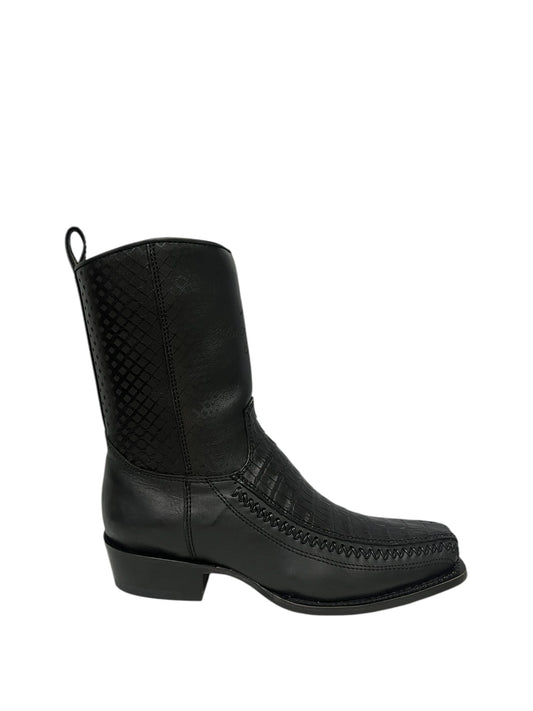 57BFP8205 CAIMAN LEATHER ANKLE BOOT BLACK