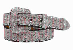 DA3652 ANGEL RANCH GIRLS BELT TAN LACE CLEAR CRYSTALS BROWN
