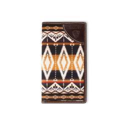 A3559402 ARIAT MENS RODEO STYLE WALLET SOUTHWESTERN FABRIC BROWN
