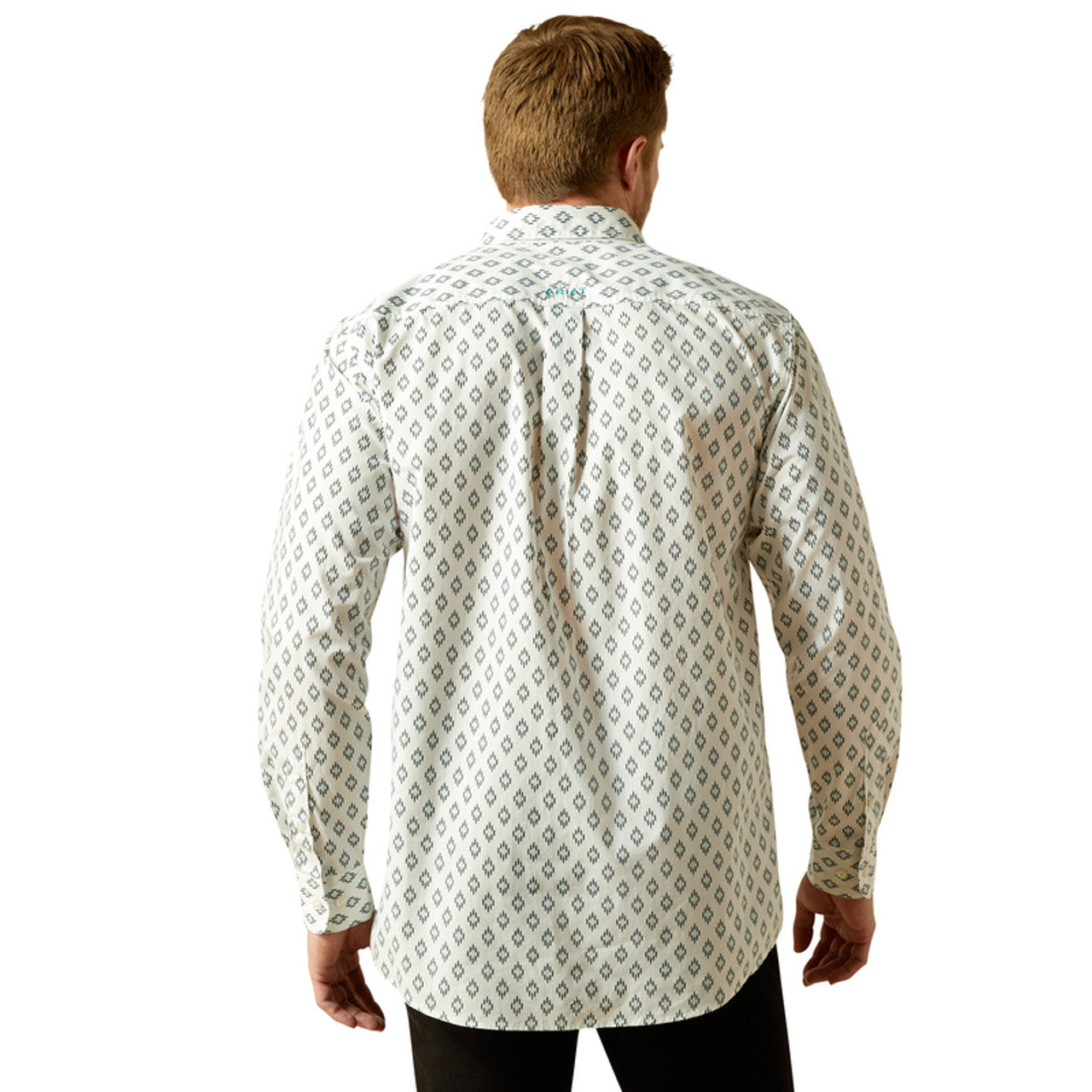 10062203 ARIAT BASS FITTED WHITE PRINT MENS SHIRT