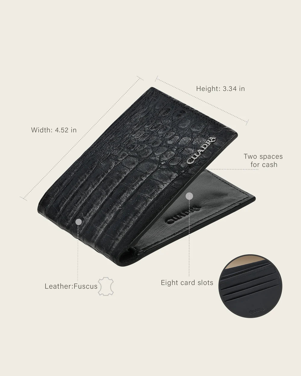 DU722 MEN'S BLACK FUSCUS LEATHER WALLET WITH HAND-PAINTED FINISH