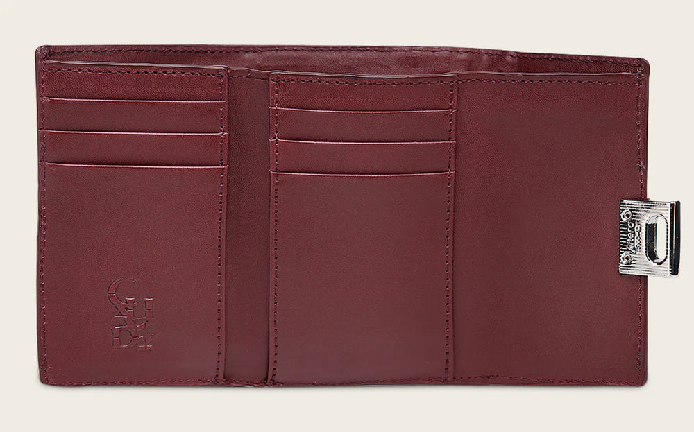 DU725 WINE ENGRAVED TRIFOLD WALLET CUADRA