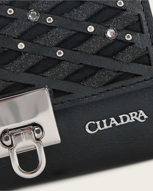 DU726 LUXURY WOMEN'S CALF LEATHER WALLET WITH GENUINE CRYSTALS CUADRA