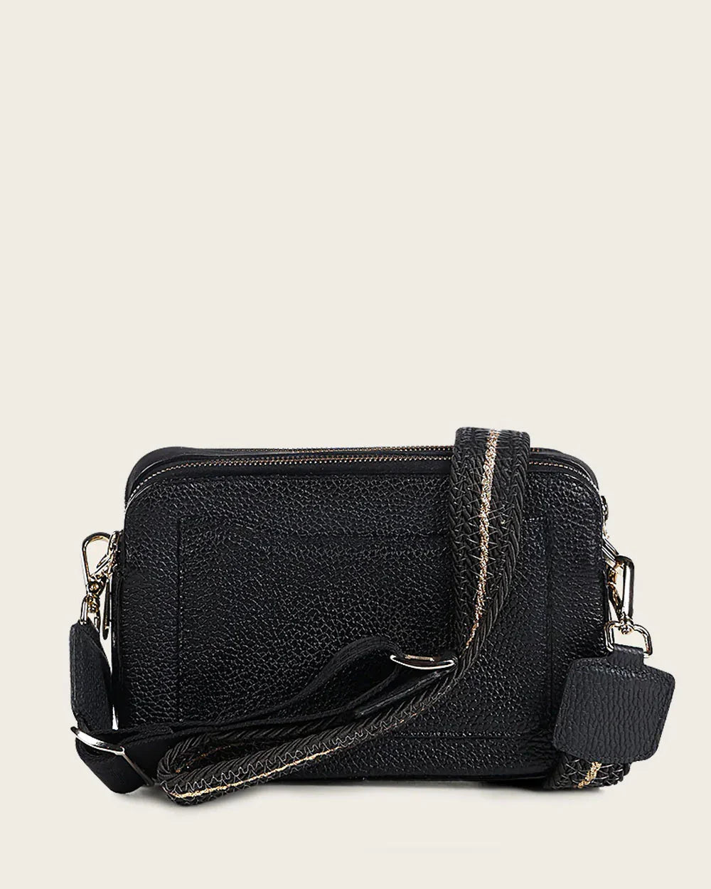 DU637 WOMEN'S BLACK CROSSBODY BAG IN GENUINE STINGRAY LEATHER WITH CRYSTALS