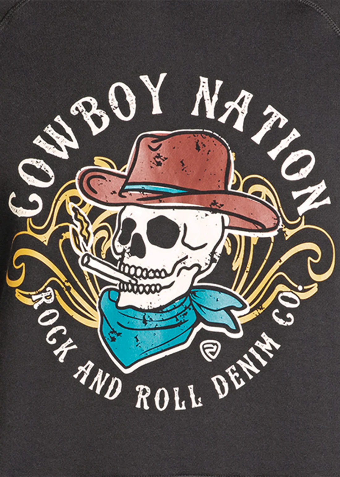 BU94T07447 COWBOY NATION SKULL GRAPHIC HOODIE