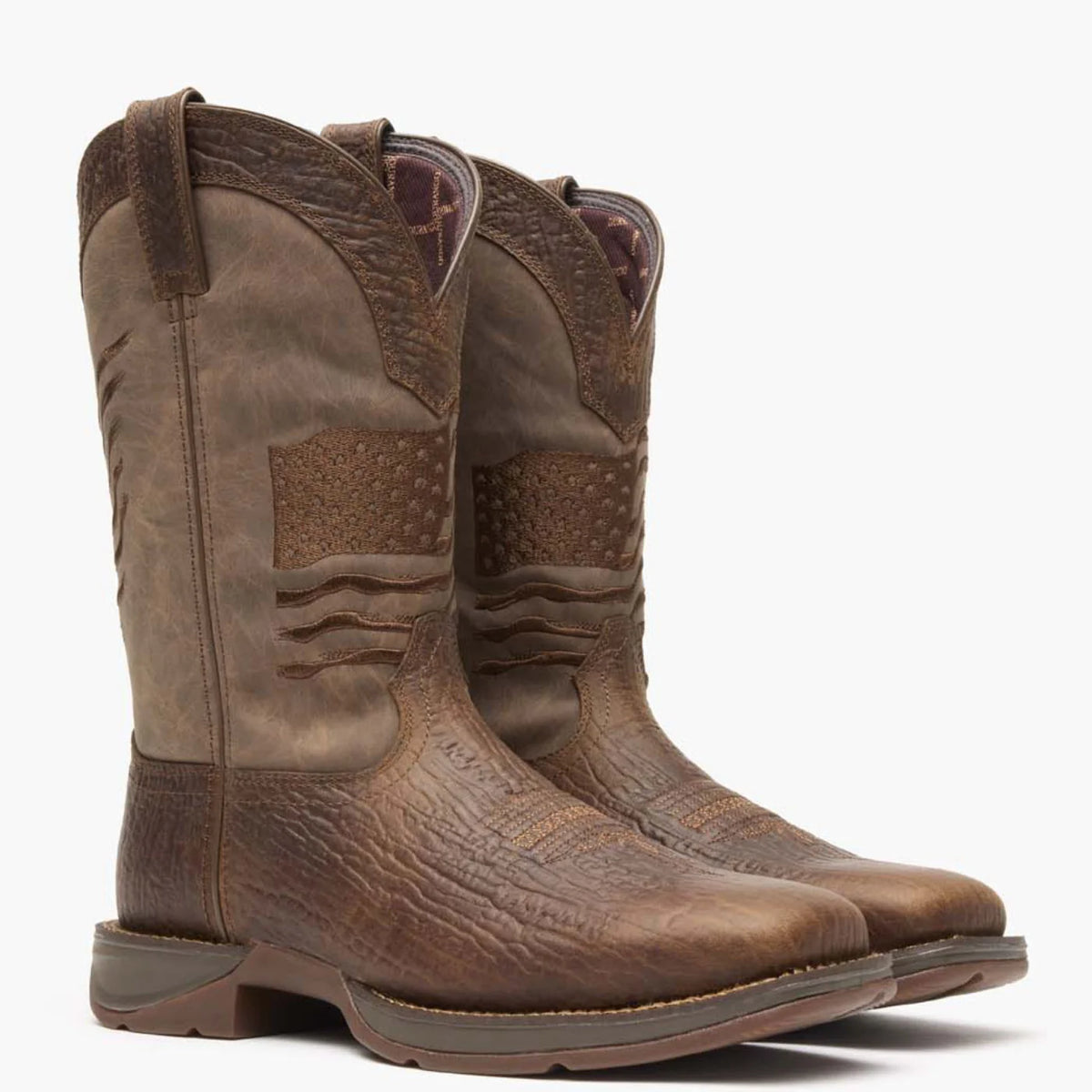 DDB0314 REBEL BY DURANGO BROWN DISTRESSED FLAG EMBROIDERY WESTERN BOOT