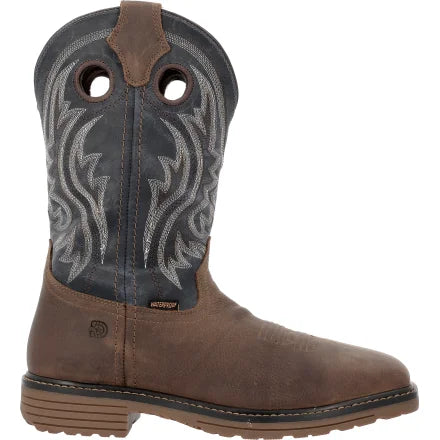 DDB0561 DURANGO MEN'S 11" RUSTIC BROWN/DENIM BLUE STEEL TOE WORK BOOT