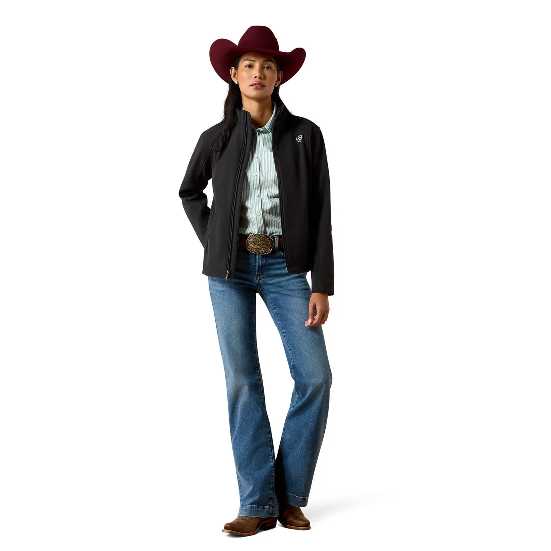 10079892 ARIAT LADIES LOGO BLACK SOFTSHELL JACKET