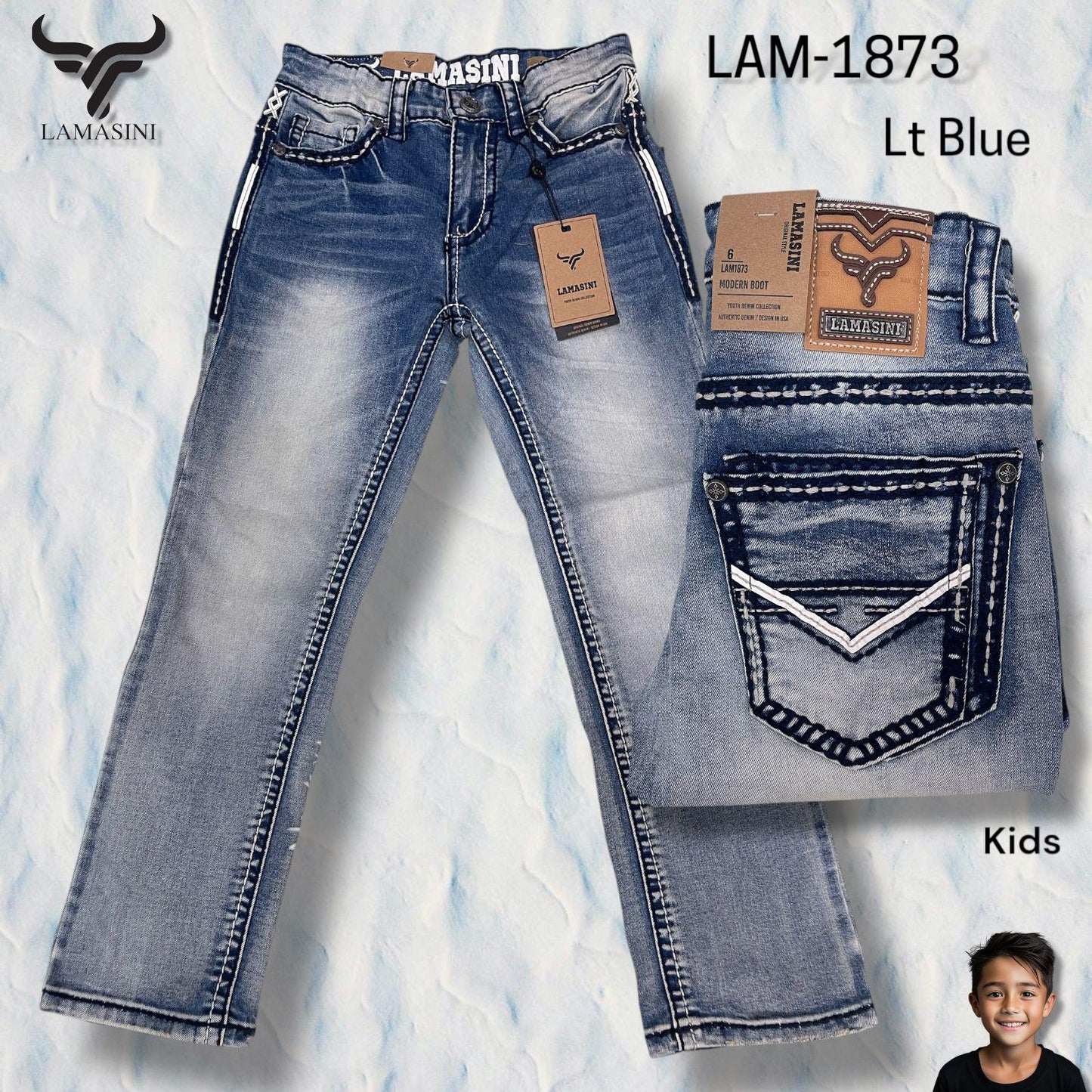 LAM1873 JEANS STRETCH BOYS LIGHT BLUE