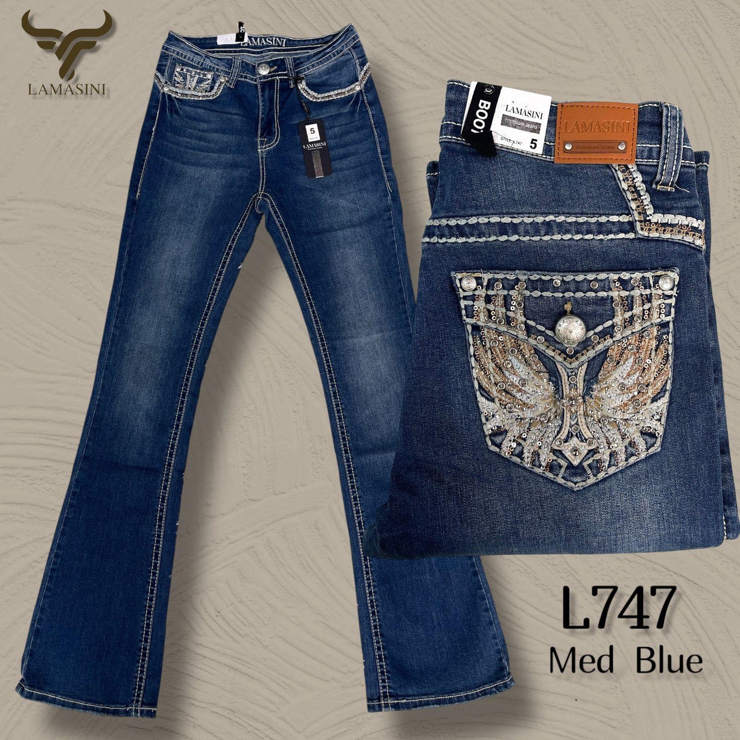 L747 PANTALON LAMASINI DE DAMA MED BLUE