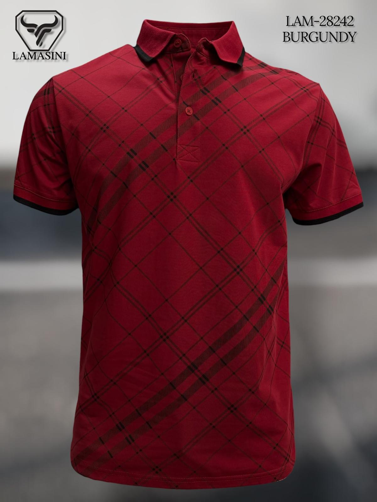 LAM28242 BURGUNDY SHORT SLEEVED SHIRT