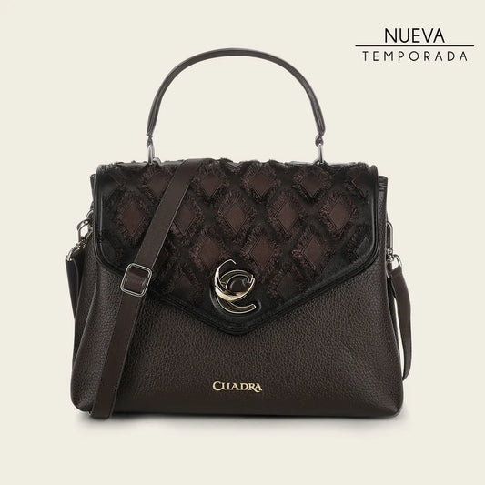 DU820 CUADRA WOMEN'S GENUINE LEATHER HANDBAG BROWN