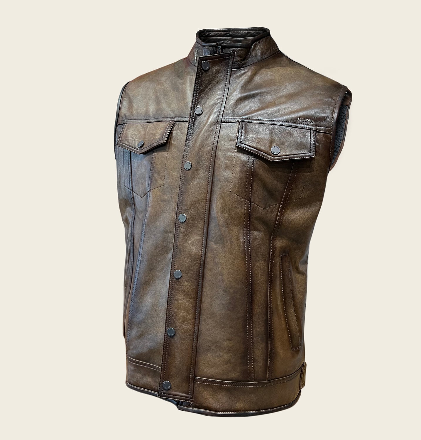 JC231 CUADRA VINTAGE CAPPUCICNO ZIPPER VEST