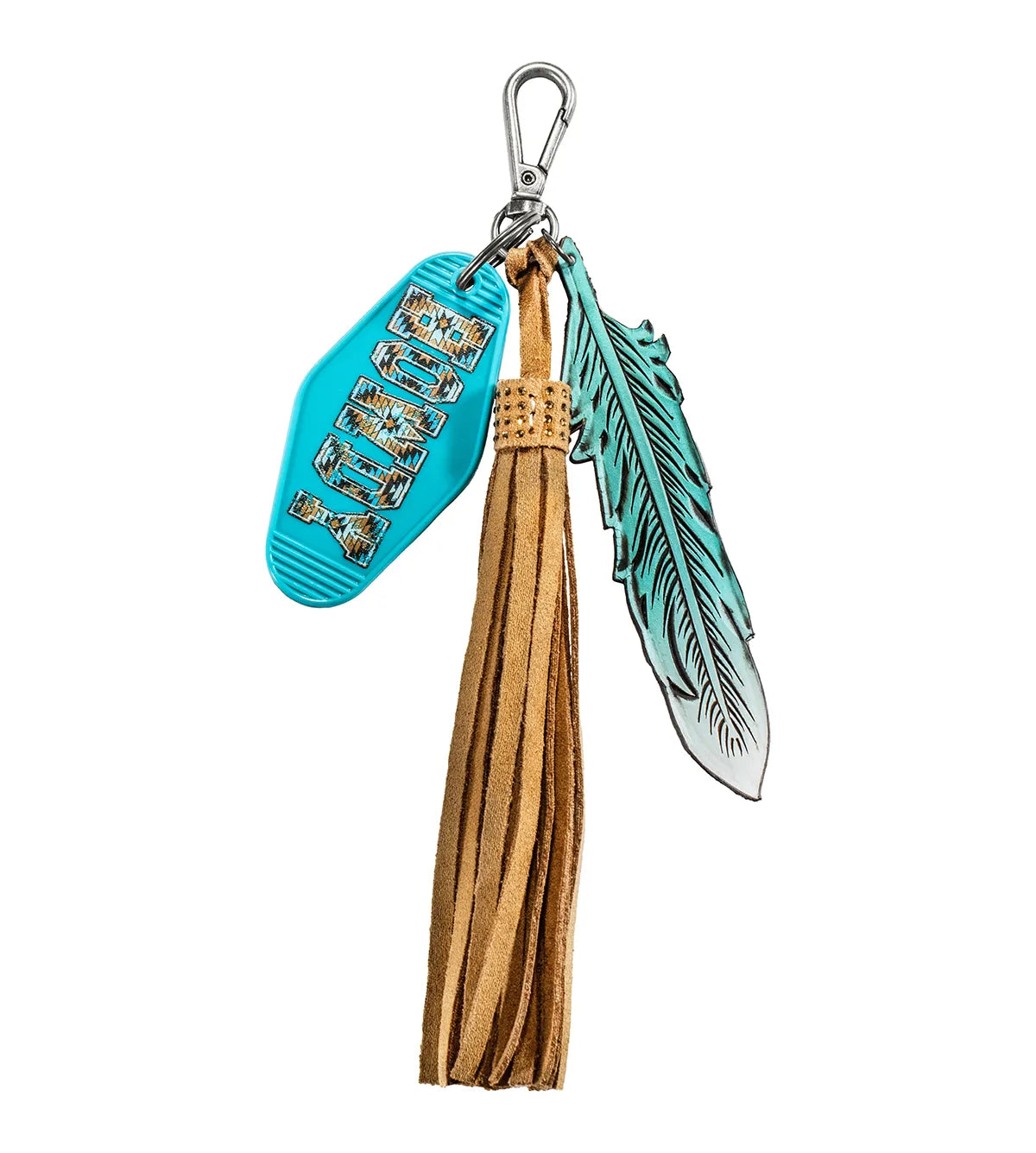 2330433 KEY RING SOUTHWEST HOWDY FEATHER TURQUOISE