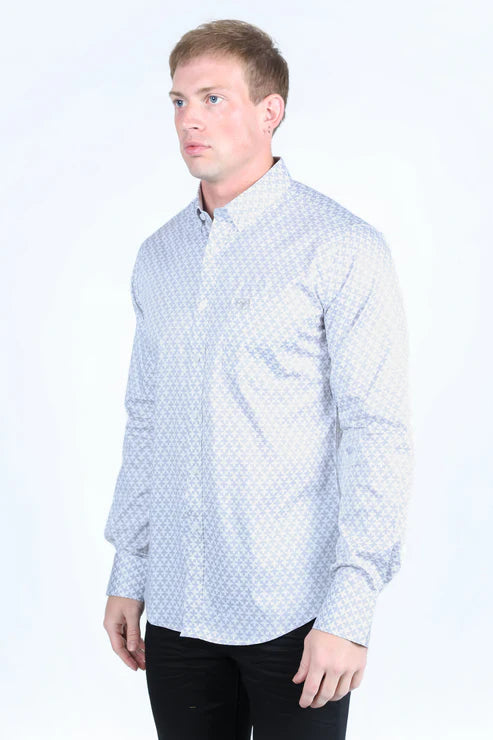 CWL9648 MEN'S SATIN COTTON/SPANDEX MODERN SHIRT WHITE