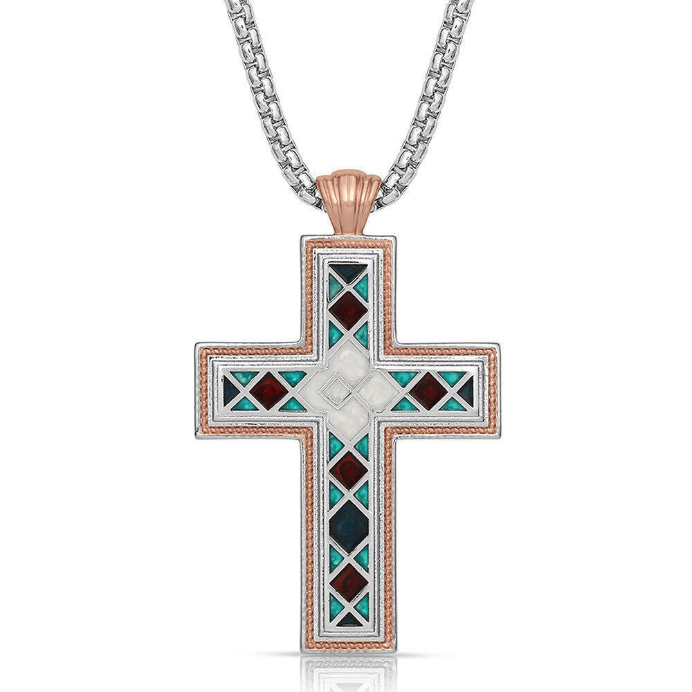 NC4818 American Legends Mosaic Cross Necklace