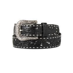 N320000201 NOCONA LADIES BELT FLORAL OVERLAY BLACK