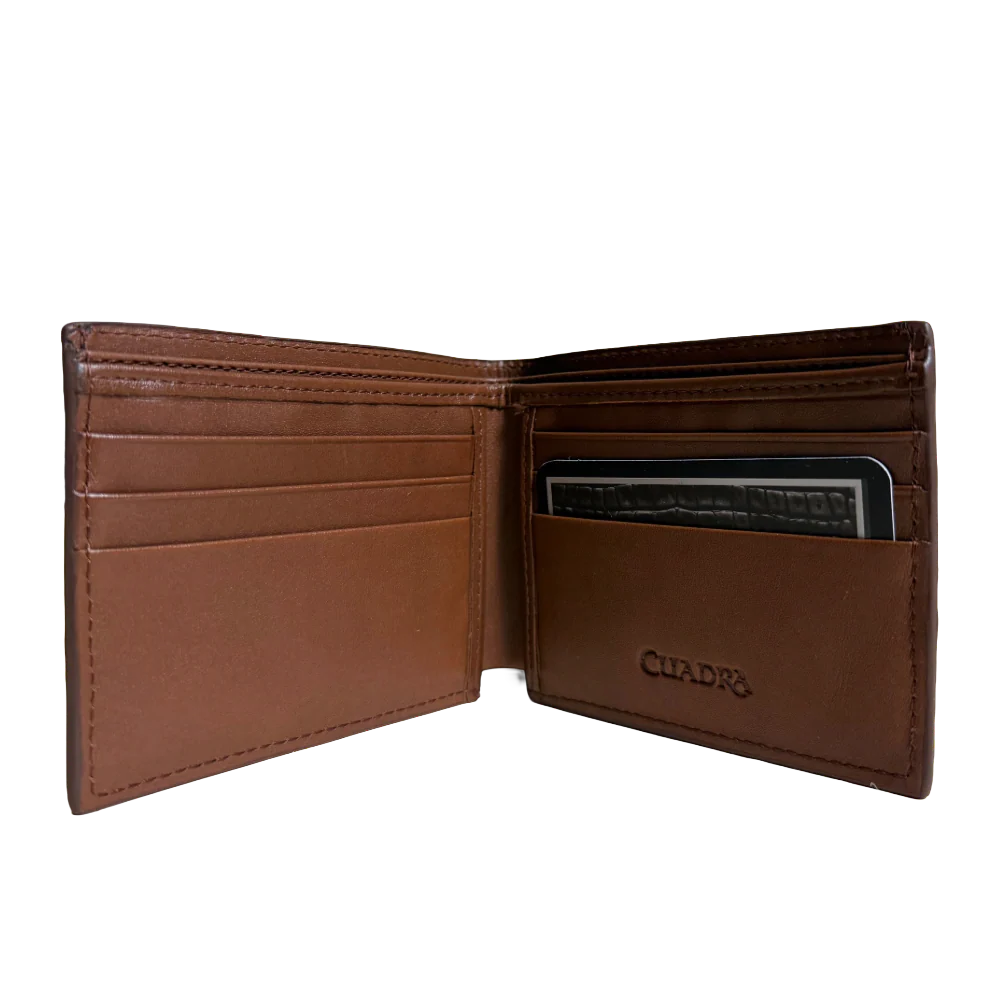 DU712 CUADRA MEN'S HONEY ALLIGATOR STUDS BIFOLD WALLET